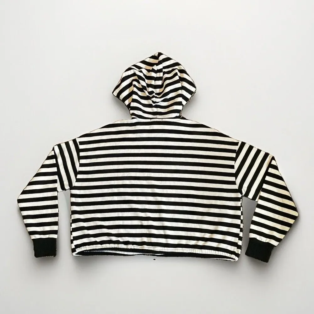 Hot Topic Black & White Drawstring Waist Oversized Hoodie size XS